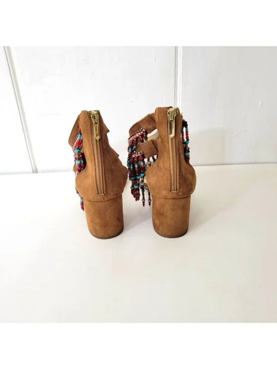 Sam Edelman Sibel Beaded Fringe Boho Heeled Sandal Women's Size 10 - Picture 3 of 8